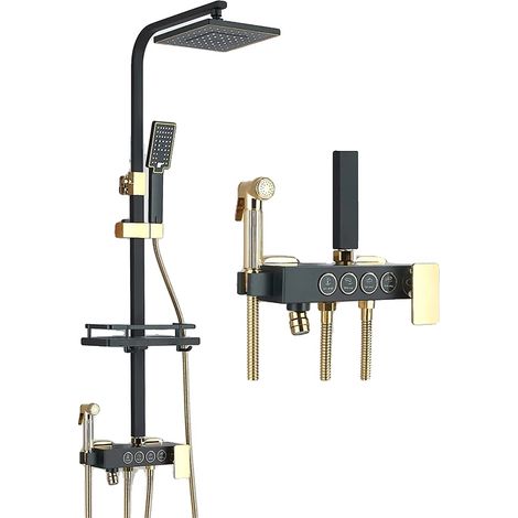 Duscharmatur, Edelstahl, Barform, Schwarzes Gold (1/2)