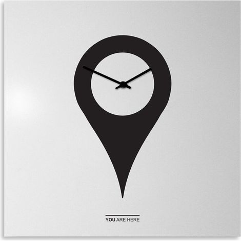 Orologio da parete moderno quadrato decorativo 50x50cm You Are Here - Bianco - Nero