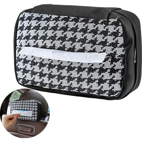 Portemouchoirs de voiture (Pied de Poule), boîte à mouchoirs en cuir PU, accessoires de voiture pour siège arrière (1/5)