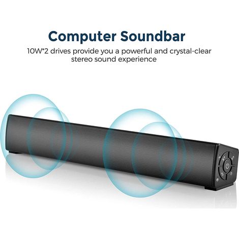 Barre de son Bluetooth, basses stéréo, 20 watts, compatible avec les cartes TF et l'entrée AUX, batterie 2000 mAh, livrée avec télécommande et microphone. (1/5)