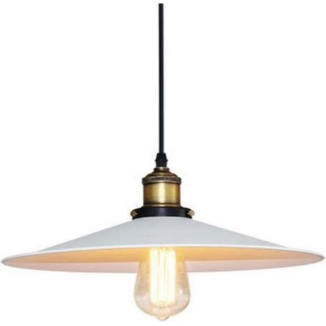 E27 30CM Lustre Suspension Industrielle Vintage Abat-Jour Lampe de Plafond luminaire pour restaurant café bar chambre,Blanc (1/3)