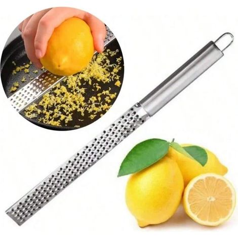 1 zesteur portable en acier inoxydable pour agrumes, râpe à citron avec longue poignée, parfait pour râper chocolat, fromage et fruits, idéal pour camping extérieur et usage domestique — râpe 1 pièce (1/4)