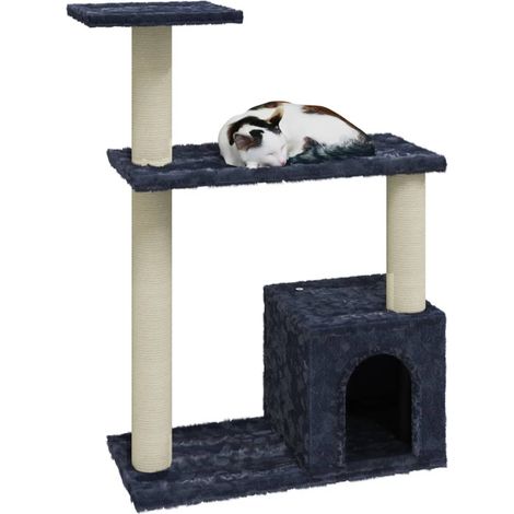 Arbre à chat Maison à chat avec griffoirs en sisal Gris foncé 70 cm (1/5)
