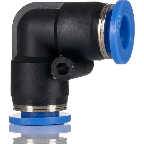 Adaptateur tube à tube coudé RS PRO vers Enfichable, 8 mm Enfichable, 8 mm ( Prix pour Paquet de 10 ) (1/2)