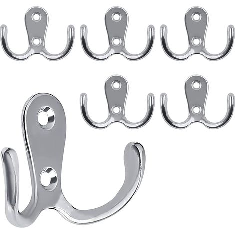 MINKUROW Set Di 6 Ganci Appendiabiti, Ganci Appendiabiti, Ganci Appendiabiti A Doppia Parete, Ganci Appendiabiti Retrò, Ganci Appendiabiti Da Parete In Metallo Argento, Vintage Per Ganci Appendiabiti, (1/5)