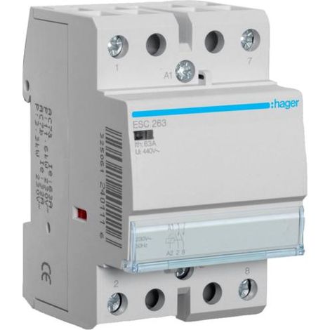 Hager – Contacteur à clé 63A 2F 230V – 2NO – Endurance mécanique 100 000 manœuvres – HAGESC263 (1/5)