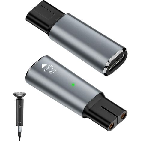 2 Pièces Type-C Chargeur Adaptateur, 5V Rasoir Adaptateur Rasoir Alimentation Type-C Shaver Adapter Charging Converter avec Indicateur Chargeur USB-C pour QP2734 QP2724 QP2824 MG5910 MG7910 MG9510 (1/5)