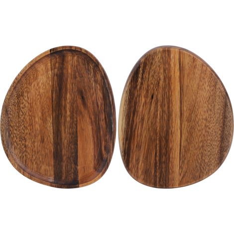 Assiette en bois, bois d'acacia, assiette plate de forme irrégulière, assiette pour hôtel/restaurant, plateau en bois massif, assiette à goûter/dessert/fruits, 2621 cm, bois d'acacia, taille moyenne à (1/5)
