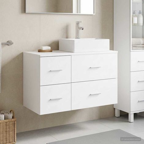 vidaXL Juego de muebles de baño 2 uds. Blanco Madera de ingeniería (1/5)