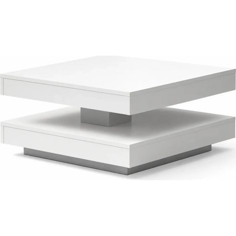 Tavolino da salotto Monolith con doppio piano quadrato girevole colore bianco 67x67 cm (1/5)