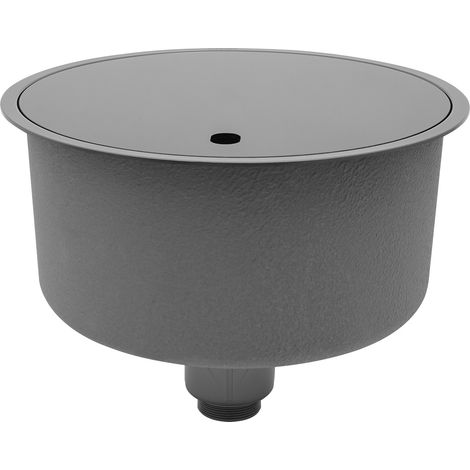 Évier de cuisine, rond, en acier inoxydable 304, simple, avec siphon, évier caché, avec couvercle, diamètre 40 cm, pour bars, cuisines, camping-cars, hôtels (1/5)