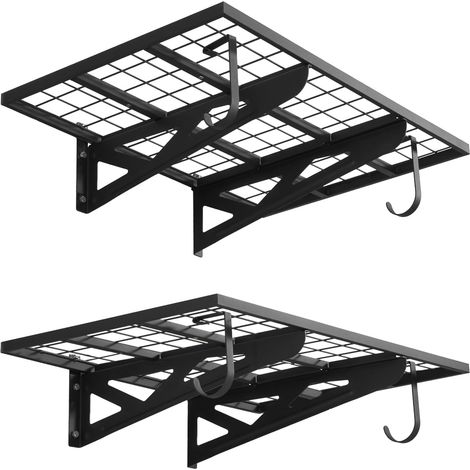 VEVOR Scaffale per Garage Portaoggetti da Parete 3 Ripiani 91,5x30,5 cm, Scaffale da Muro Carico Singolo max. 68 kg Portaoggetti da Officina Garage Lavanderia Organizzazione Oggetti, Nero (1/5)