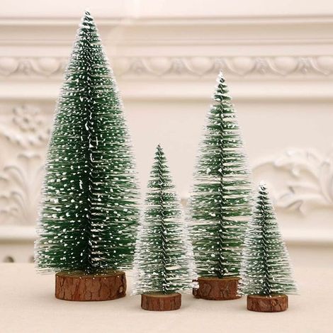 Mini Christmas Tree 8 Pieces Snow Frost Sisal Trees Mini Desktop Pine Bottle Brush Trees for Christmas Party Home Decoration (2 Sizes: 10/15cm Height) (1/5)