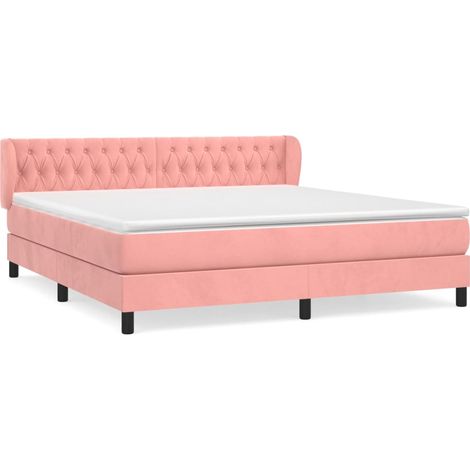 Maison Exclusive - Sommier à lattes de lit avec matelas Rose 160x200 cm Velours (1/5)