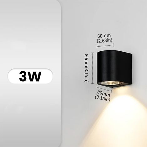(Blanc froid - Modèle A sans capteur) Applique murale LED intérieure/extérieure IP66 étanche, éclairage haut/bas, LED 6W, montage en surface, pour jardin, porche ou terrasse, avec capteur. (1/5)