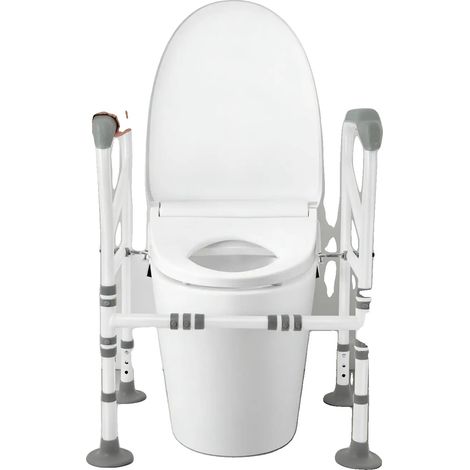 Toilettensicherheitsrahmen, verstellbare Höhe 68,5-73,5 cm, Tragfähigkeit 150 kg, Armlehnenlänge 48 cm, vorderer Balken 25-30 cm verstellbar, (1/5)