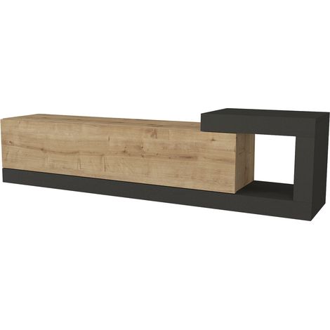 Mueble TV de pared de diseño moderno 150 x 30 x 39 cm efecto roble antracita 030007800 (1/3)