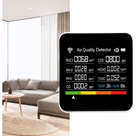 Tuya 14-in-1 Multifunktionaler vernetzter Luftqualitätsdetektor - Intelligenter Luftmonitor mit Display, präzise für PM2.5, Temperatur, Luftfeuchtigkeit, VOCs und tragbar für Zuhause und Büro. (1/5)