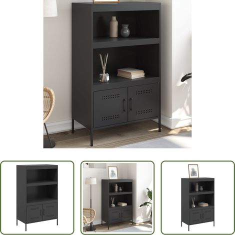 Stahl - Highboard Schwarz 68x39x113 cm Stahl (1/5)