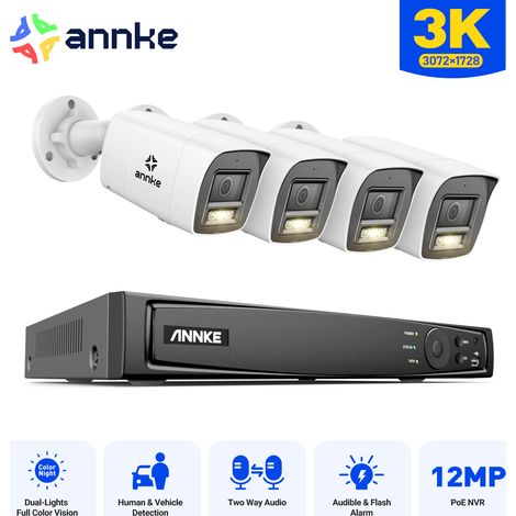 ANNKE Kit de Vidéosurveillance Exterieure 8CH NVR 4×Caméras Intelligente Double Lumière Vision Nocturne, Audio 2 Voies,Détection Mouvement,Kit Caméra Surveillance Infrarouge APP/PC à Distance (1/5)