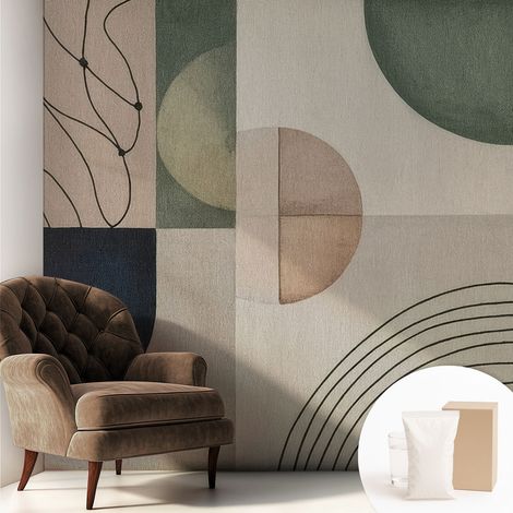 Tapete Vliestapete mit Kleber für Wohnzimmer Schlafzimmer Küche - Wanddekoration Geometrische Formen 250x250 cm (1/5)