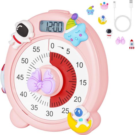 Minuteur visuel 60 min magnétique, chronomètre enfant, gestion temps cuisine réunions