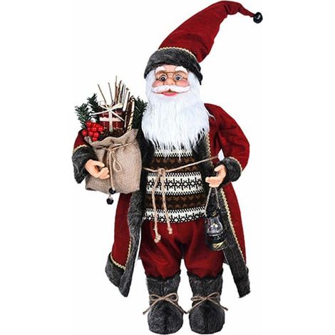 Poupée de Père Noël debout, figurine de Père Noël en peluche faite à la main, décoration de Noël fantaisie, ornements, 42 cm (1/5)