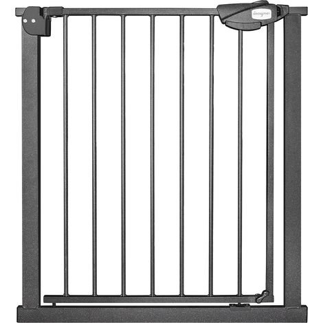 Barrière de Sécurité pour enfants, barrière d'escalier avec sans perçage et grille métallique - Noir 75 - 85 cm de large NAIZY