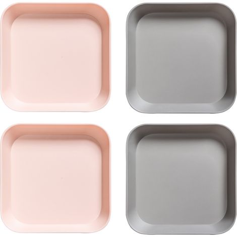 Assiette Carrée - PP Alimentaire Sans BPA - Réutilisable Empilable - Pour Dessert Salade Apéritif - Lot De 4 (1/5)