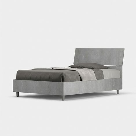 Bett 1,5 Plätze 120x200cm mit Stauraum und geneigtem Kopfteil Demas (1/4)