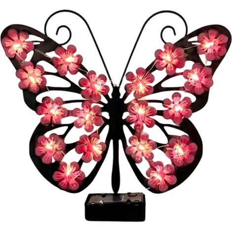 Lampe solaire étanche Solaire Papillon Lampe - Métal Jardin Suspendue Lanterne – Rose (1/5)