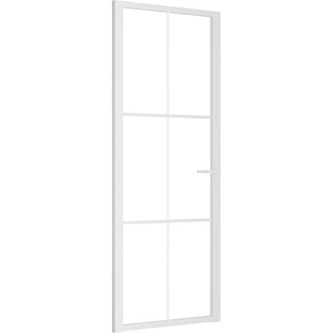 Porte intérieure，Porte d'entrée 76x201,5 cm Blanc Verre ESG et aluminium CFW68047