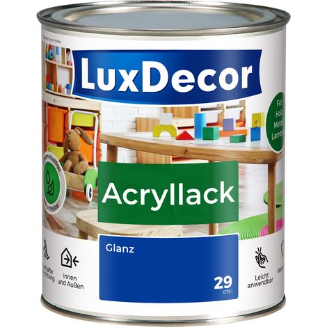 LUXDECOR Acryllack Holzfarbe Metall und Holz Lack Buntlack Glanz (29) Saphirfarbene Blumen - 0,75L