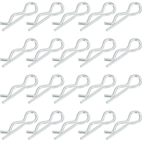 1,2 mm x 21 mm Goupilles Fendues à Ressort, Attaches Rapides à Goupille d'Attelage, Goupille de Retenue R Clip, Epingle à Cheveux en Acier au Carbone Ton Argent 20 Pièces (1/5)