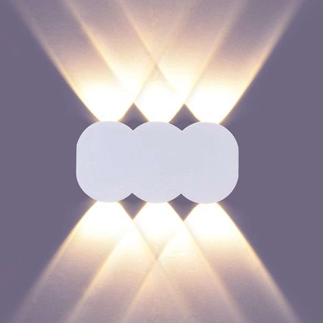 Applique murale intérieure moderne à LED 6 W, applique rectangulaire à éclairage direct vers le haut et vers le bas, applique en aluminium, lumière blanc chaud 3000 K, blanc (1/5)
