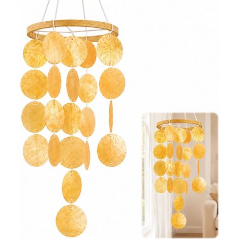 Windspiel Muscheln Orange Boho Deko Handarbeit für Garten & Balkon