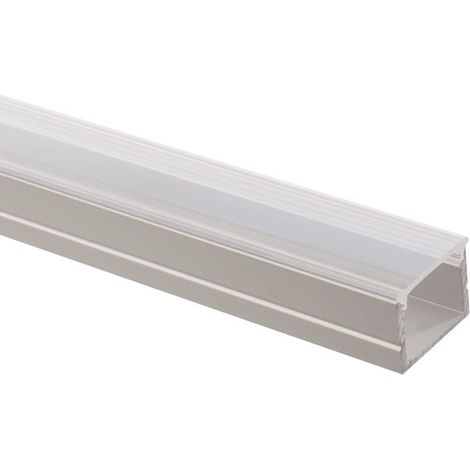 Aluminiumprofil Aufbau für LED Streifen bis 16 mm mit durchgehender Abdeckung Milchweiße Klemme 2 m (1/4)