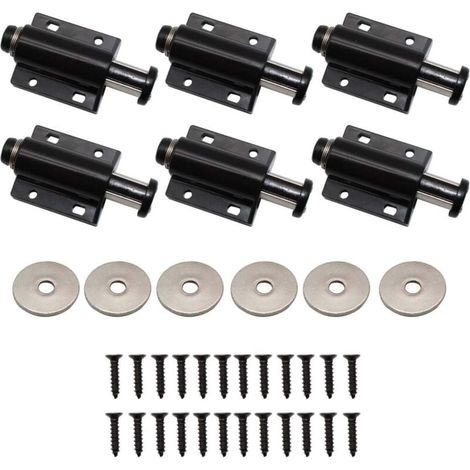6 Stück Magnetverschlüsse, Druckverschluss, magnetischer Türdämpfer, Druckmagnet, Druckverschluss, für Schrankschubladen (Schwarz)