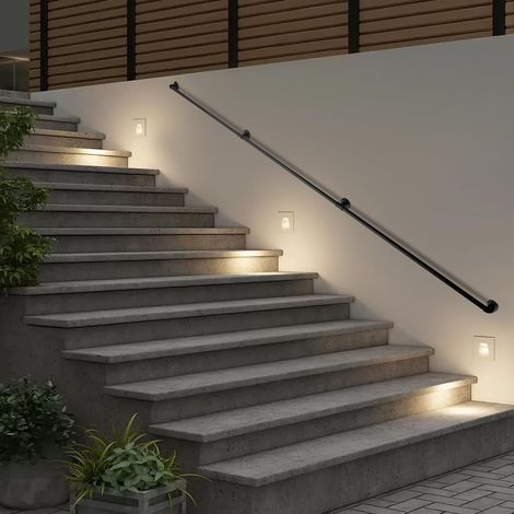 Main courante noire 3,66 m – Rampe d'escalier en métal intérieur et extérieur, main courante murale en fer galvanisé, poignée d'appui pour escalier, balcon et balustrade, support d'escalier stable (1/5)