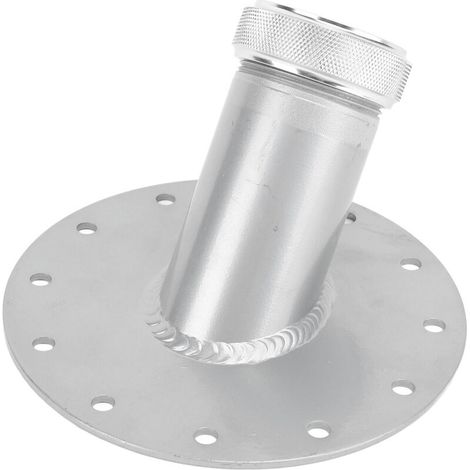 45-Grad-Einfüllstutzen für Kraftstoffzelle mit 12-Schrauben-Stahlsockel, Aluminiumkappe, 1,5 Zoll Innendurchmesser, silber - Crezuo (1/4)
