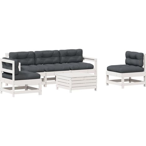 Maison Exclusive - Set Salotto da Giardino 6 pz Bianco in Legno Massello di Pino