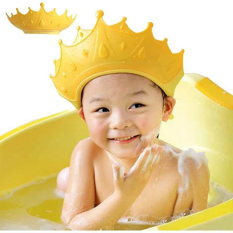 Badekappe für Babypartys, für Kinder von 0 bis 9 Jahren, mit verstellbarem Visier, zum Schutz von Augen und Ohren (gelb)