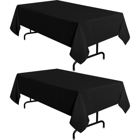 2er-Pack schwarze Tischdecken 152 x 259 cm 60 x 102 Zoll rechteckige Tischdecken 183 cm lang fleckenabweisend knitterfrei waschbar aus Polyester (1/5)