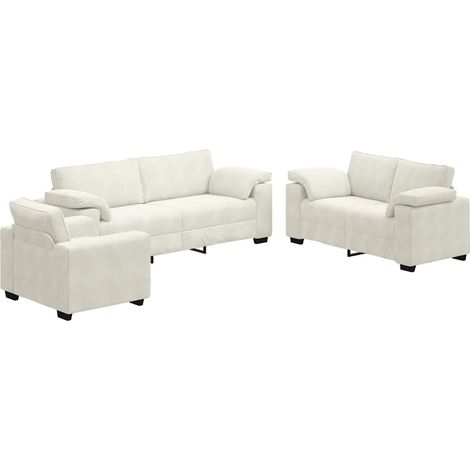Maison Exclusive - Set di Divani 3 pz con Cuscini Crema in Velluto (1/5)