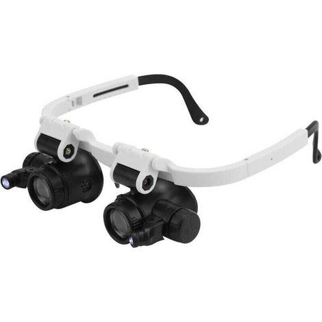 Lente d'ingrandimento con 2 luci LED,  lente d'ingrandimento da gioielliere con montaggio sulla testa, ingrandimento 8X, 15X, 23X per riparazioni, lettura, gioielli, orologi --Crezuo