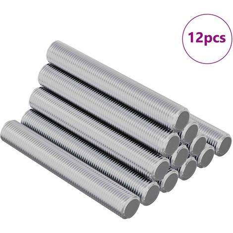 Varilla Roscada 12 pcs Plateado 8 x 55 mm Acero vidaXL