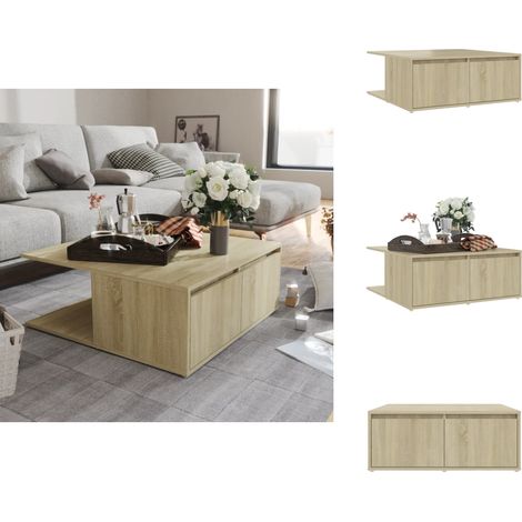 Table basse chêne sonoma 80x80x31 cm bois d'ingénierie - Table Basse - Meuble Salon - Table D'appoint - Table En Bois - Table Chêne Sonoma (1/5)