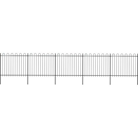 vidaXL Garden Fence with Hoop Top Steel 892.5x150 cm Black