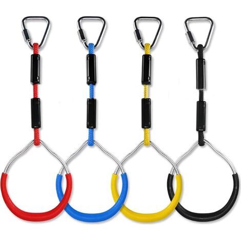 Kids Climbing Rings Multi-Function Swing with Plastic Rings Max Load 160kg Ninja Climbing Ring Obstacle Garden Swing (1/5)