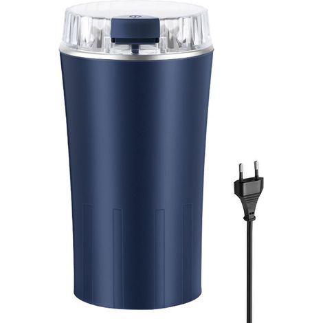 Moulin à café électrique 300 W avec lames en acier inoxydable, permet de moudre jusqu'à 12 tasses de café. Prise européenne bleue. (1/5)